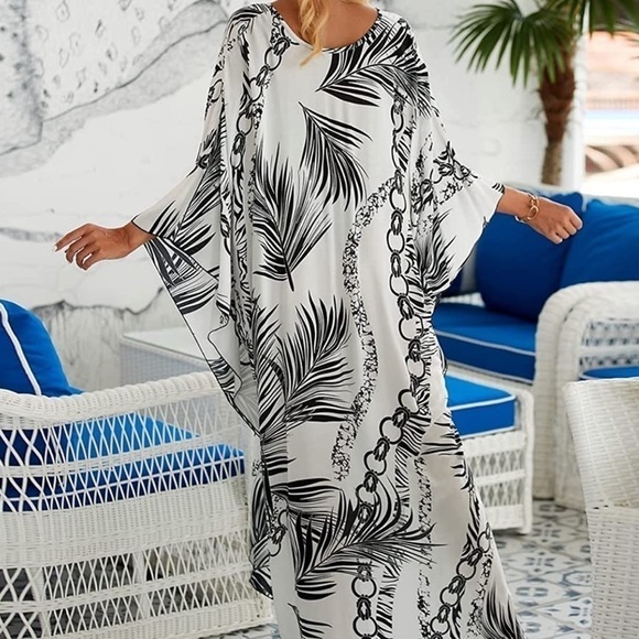 Short Sleeves Maxi Kaftan Beach Dress Cover Up - Brand New - Picture 11 of 12